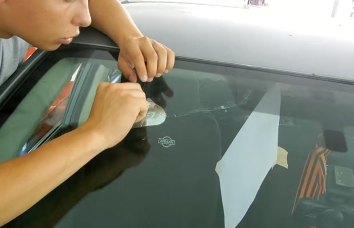 Ремонт трещин лобового стекла авто самостоятельно видео